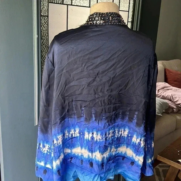 Chico’s black lable beaded silk open cardigan top size 3 - Picture 6 of 7
